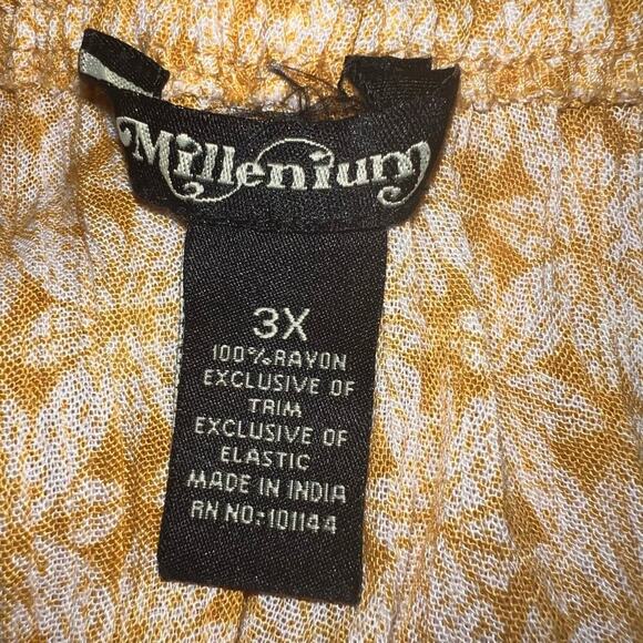 Millennium women’s 3X drop waist Daisy tie-dye drawstring ruffle neckline midi - Picture 9 of 9